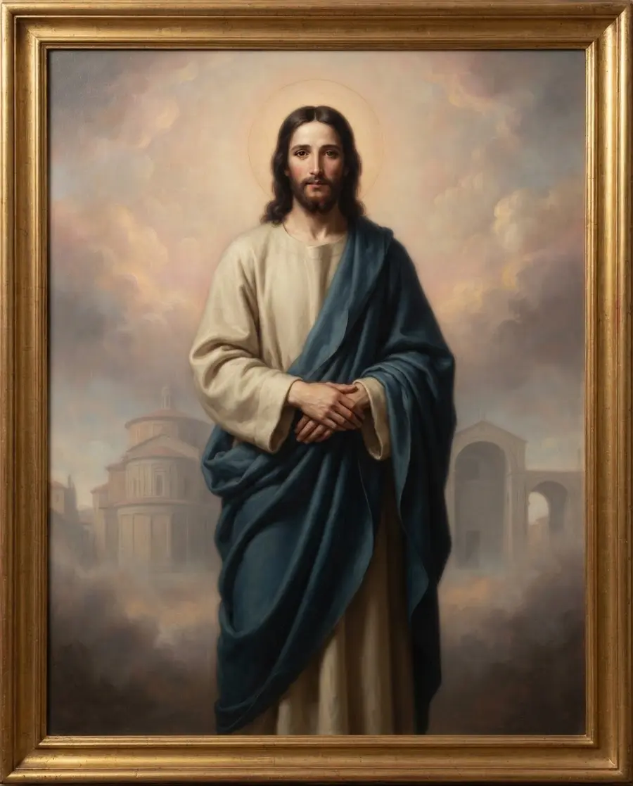 Representação devocional de Jesus Cristo em luz serena